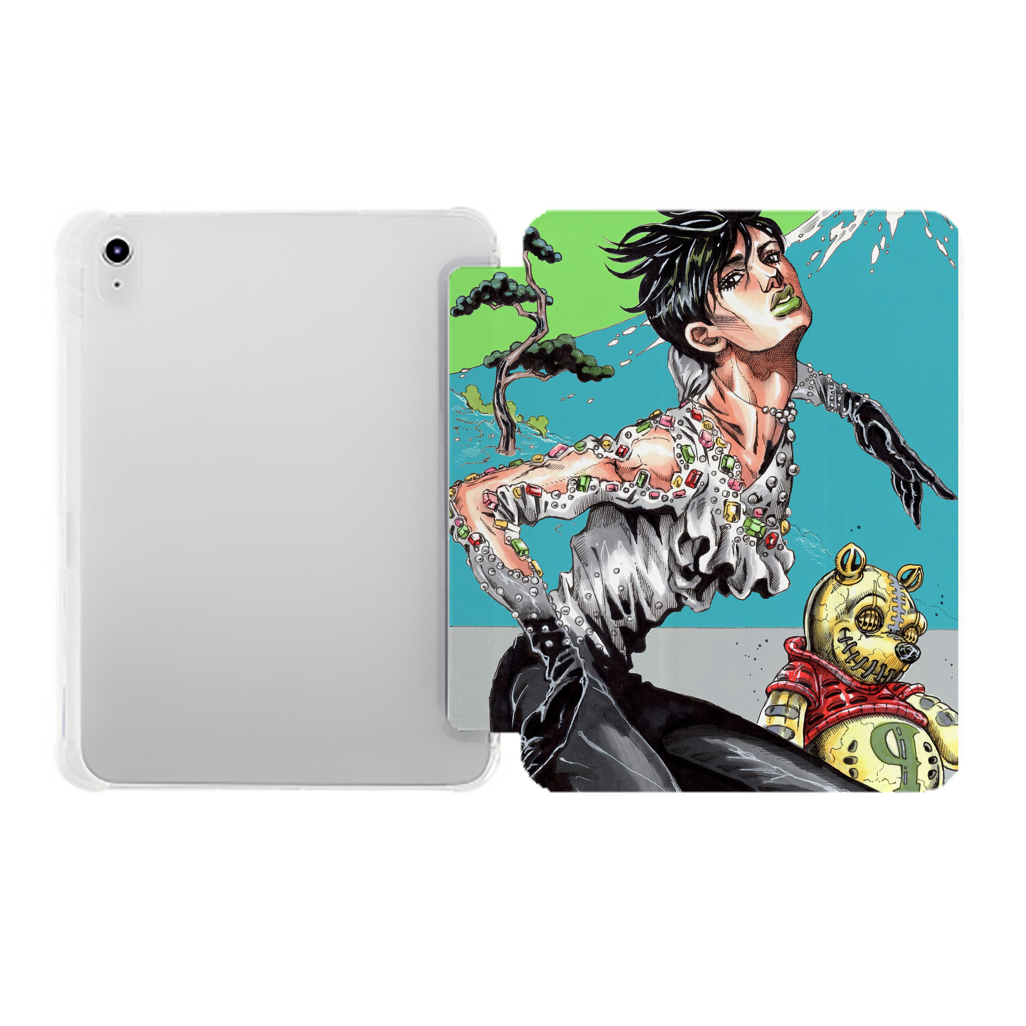 （画像用） ジョジョの奇妙な冒険 JoJo's Bizarre Adventure IPad ケース ペン収納付き 三つ折りスタンド PUレザー×シリコン 対応機種9.5/10.5/10.9インチ